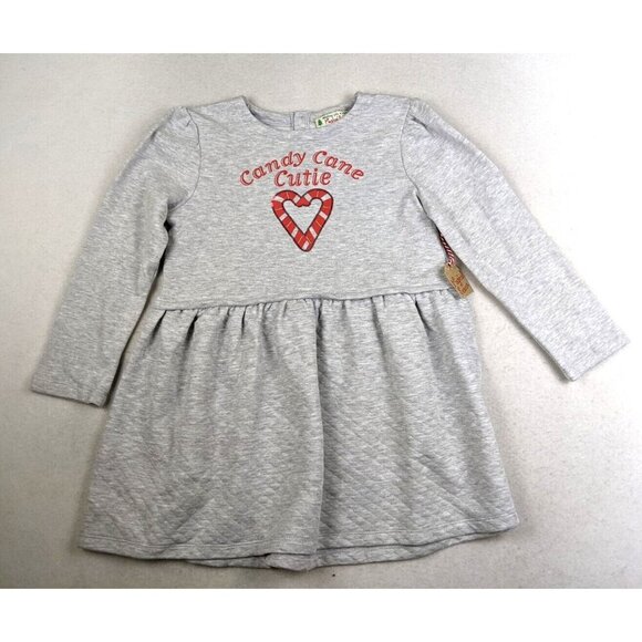 CANDY CANE CUTIE - GIRL'S GRAY CHRISTMAS DRESS - SIZE M 8/10 - Picture 1 of 7